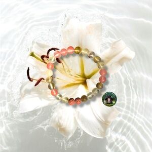 Strawberry Quartz & Lava Stone Crystal Bracelet